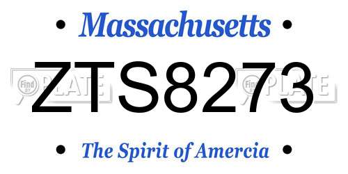 ZTS8273 Massachusetts License Plate
