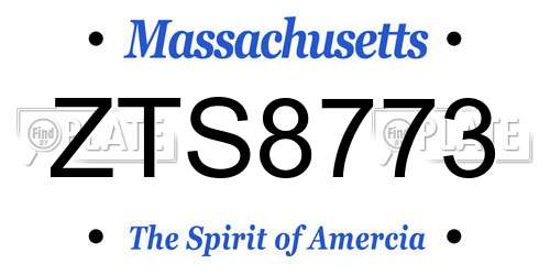ZTS8773 Massachusetts License Plate