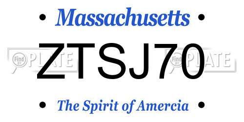 ZTSJ70 Massachusetts License Plate