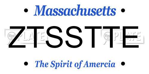 ZTSSTTE Massachusetts License Plate