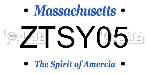 ZTSY05 Massachusetts License Plate