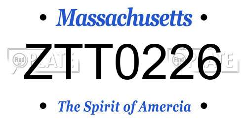ZTT0226 Massachusetts License Plate