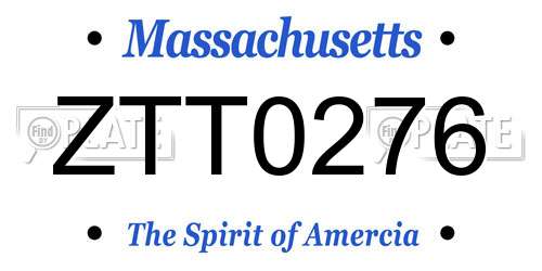 ZTT0276 Massachusetts License Plate