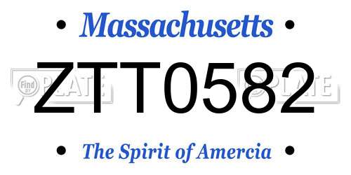 ZTT0582 Massachusetts License Plate