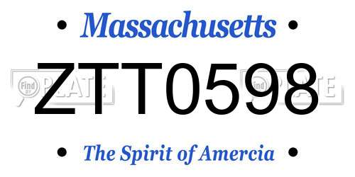 ZTT0598 Massachusetts License Plate