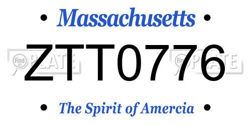 ZTT0776 Massachusetts License Plate