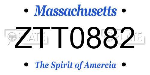 ZTT0882 Massachusetts License Plate