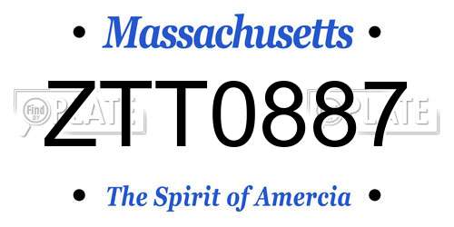 ZTT0887 Massachusetts License Plate
