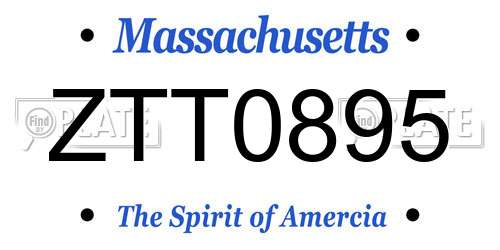 ZTT0895 Massachusetts License Plate