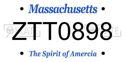 ZTT0898 Massachusetts License Plate