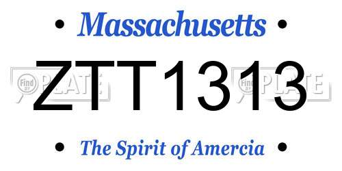 ZTT1313 Massachusetts License Plate