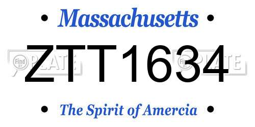 ZTT1634 Massachusetts License Plate