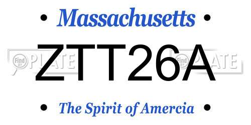 ZTT26A Massachusetts License Plate