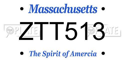 ZTT513 Massachusetts License Plate