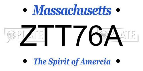 ZTT76A Massachusetts License Plate