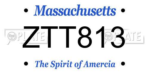 ZTT813 Massachusetts License Plate