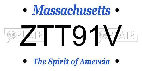 ZTT91V Massachusetts License Plate