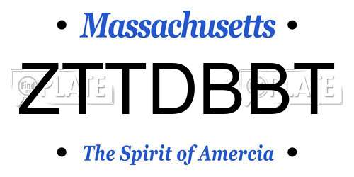 ZTTDBBT Massachusetts License Plate