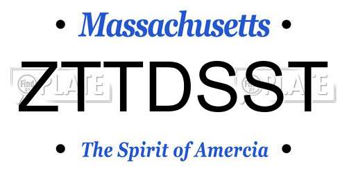 ZTTDSST Massachusetts License Plate
