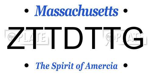 ZTTDTTG Massachusetts License Plate