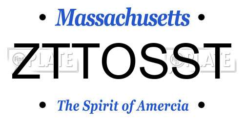 ZTTOSST Massachusetts License Plate