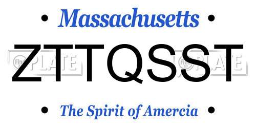 ZTTQSST Massachusetts License Plate