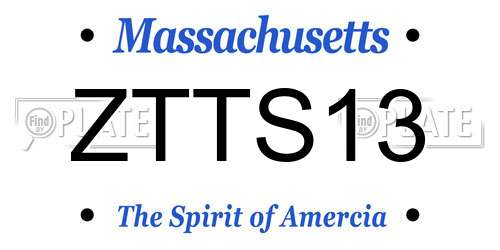 ZTTS13 Massachusetts License Plate