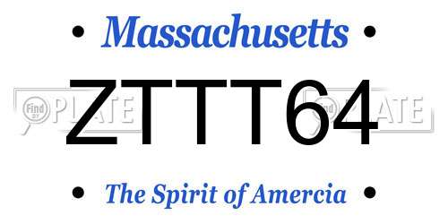 ZTTT64 Massachusetts License Plate
