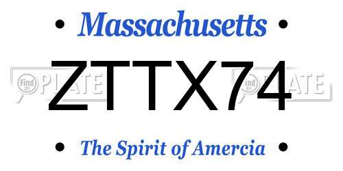 ZTTX74 Massachusetts License Plate
