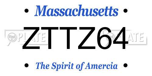 ZTTZ64 Massachusetts License Plate
