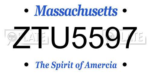 ZTU5597 Massachusetts License Plate