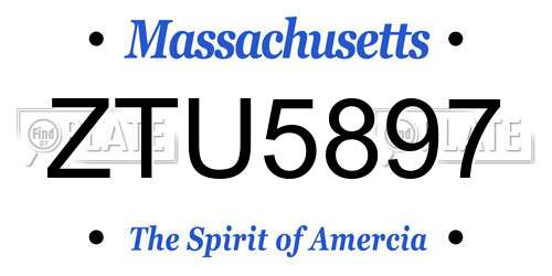 ZTU5897 Massachusetts License Plate