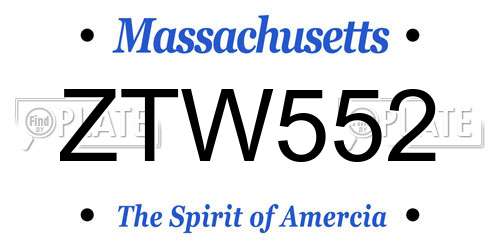 ZTW552 Massachusetts License Plate