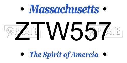 ZTW557 Massachusetts License Plate