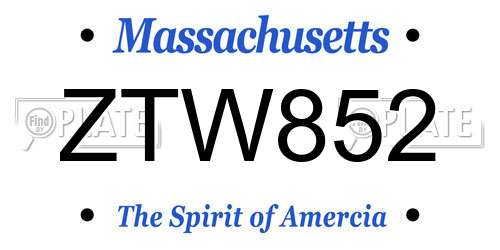 ZTW852 Massachusetts License Plate