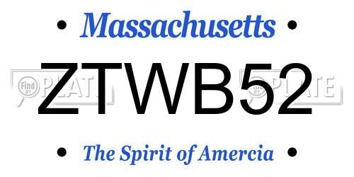 ZTWB52 Massachusetts License Plate