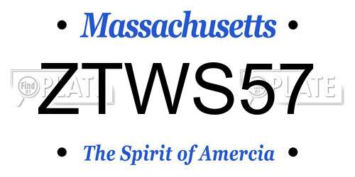 ZTWS57 Massachusetts License Plate