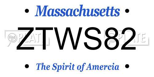 ZTWS82 Massachusetts License Plate