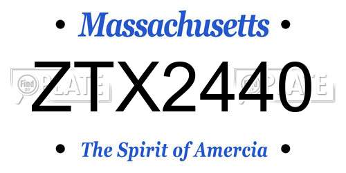 ZTX2440 Massachusetts License Plate
