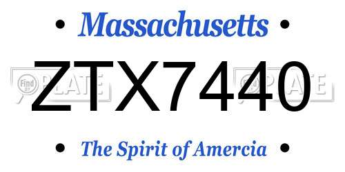 ZTX7440 Massachusetts License Plate