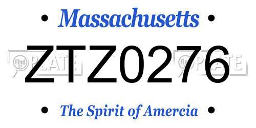 ZTZ0276 Massachusetts License Plate