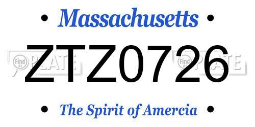 ZTZ0726 Massachusetts License Plate