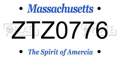 ZTZ0776 Massachusetts License Plate