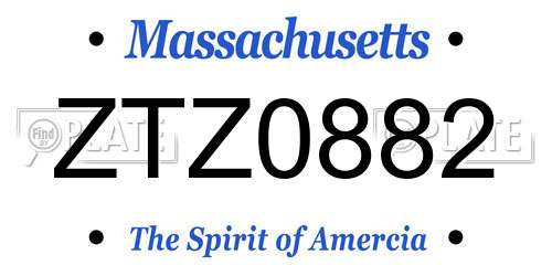 ZTZ0882 Massachusetts License Plate