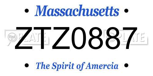 ZTZ0887 Massachusetts License Plate