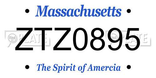 ZTZ0895 Massachusetts License Plate