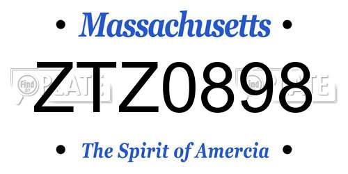 ZTZ0898 Massachusetts License Plate