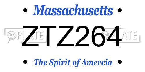 ZTZ264 Massachusetts License Plate