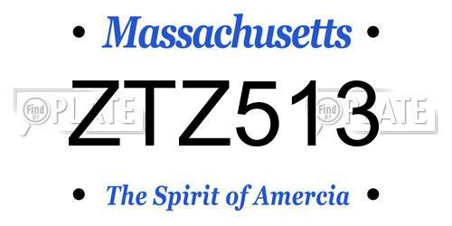 ZTZ513 Massachusetts License Plate