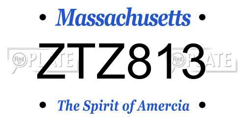 ZTZ813 Massachusetts License Plate